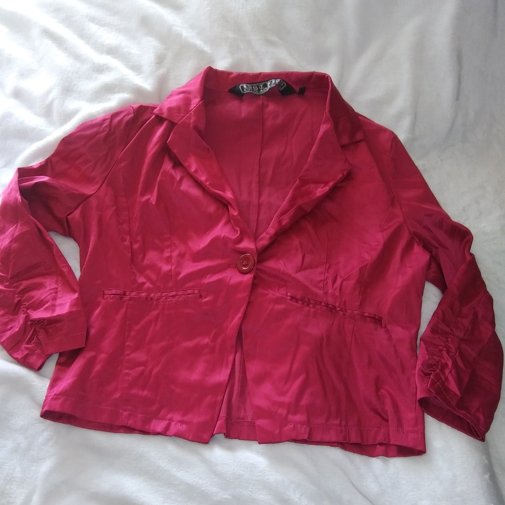 LAST KISS FUCHSIA PINK SATIN BLAZER. WOMENS SIZE XL.